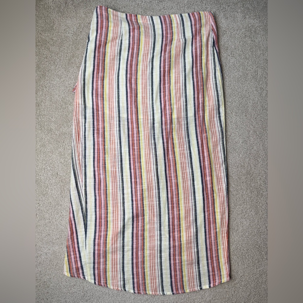 Free People Aubrey Sarong Skirt Wrap Skirt Colorful Stripes Cotton Size 12 Beach - Picture 8 of 15